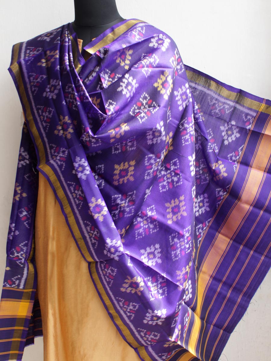 Violet-Blue Patola Silk Dupatta at Shilphaat.com