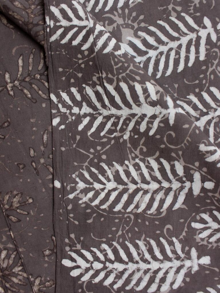 Grey-dabu-block-printed-mul-cotton-kurta-fabric Shilphaat