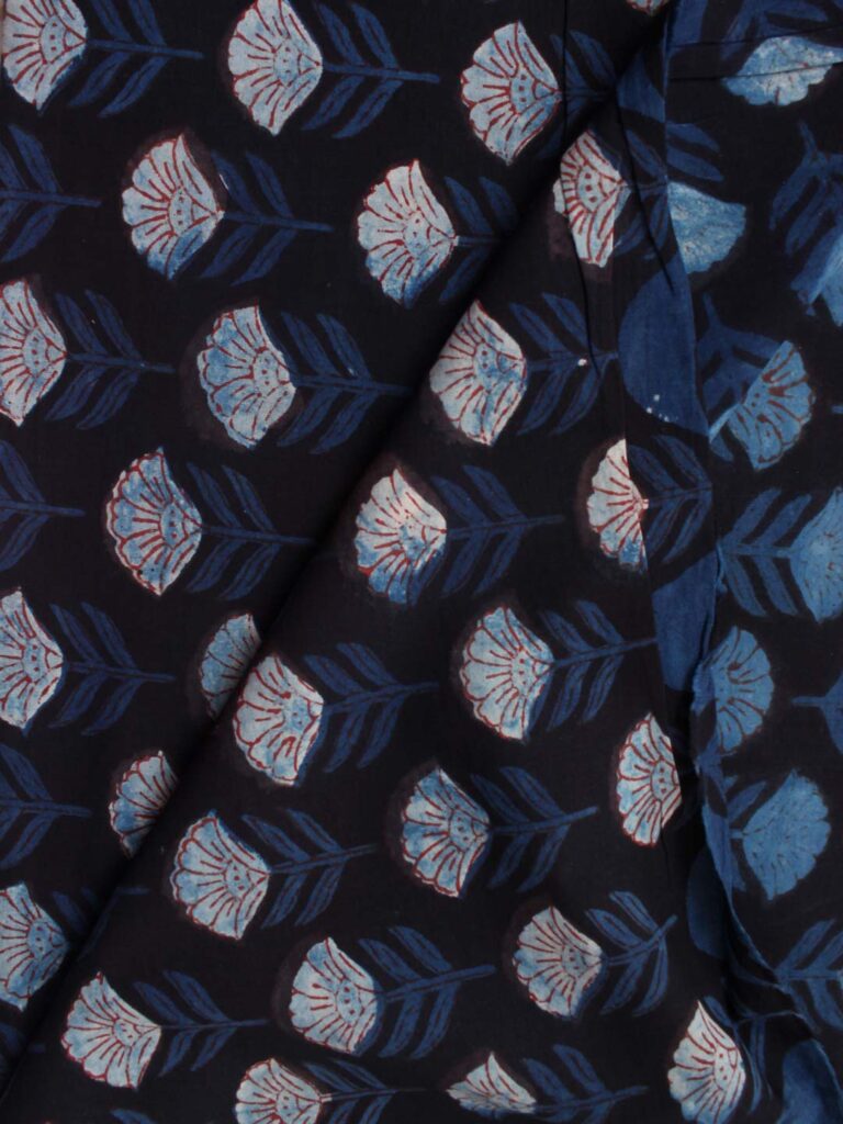 Indigo-and-Black-Block-printed-cotton-fabric Shilphaat